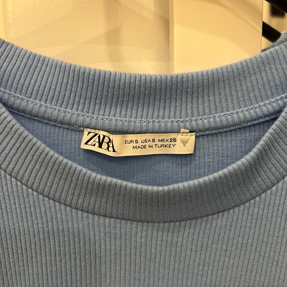 Zara Light Blue Ruched Top - Picture 3 of 5